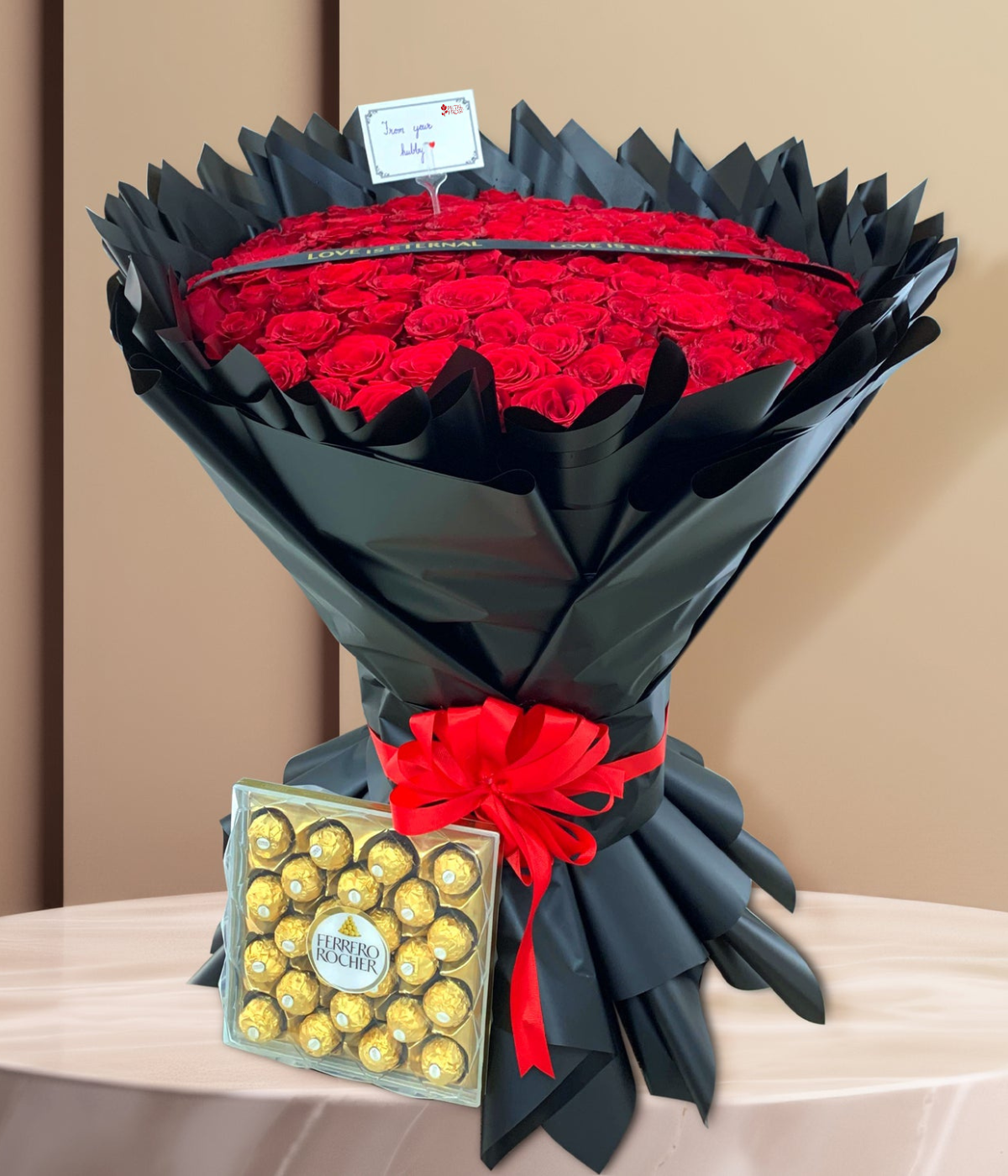 101 Red Roses with Ferrero Rocher Chocolate