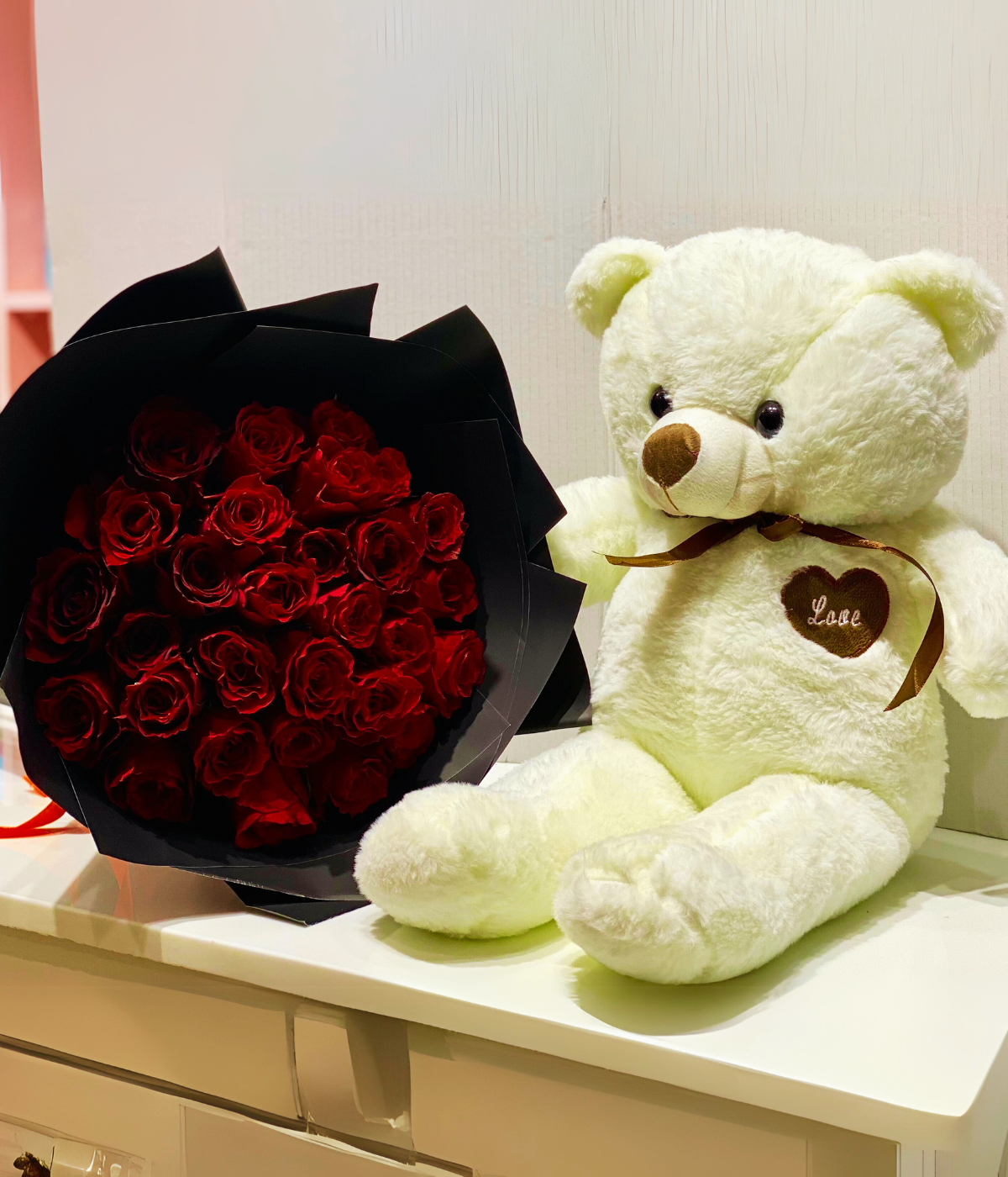 Anniversary/Birthday Gift | 30 Red Roses with Teddy