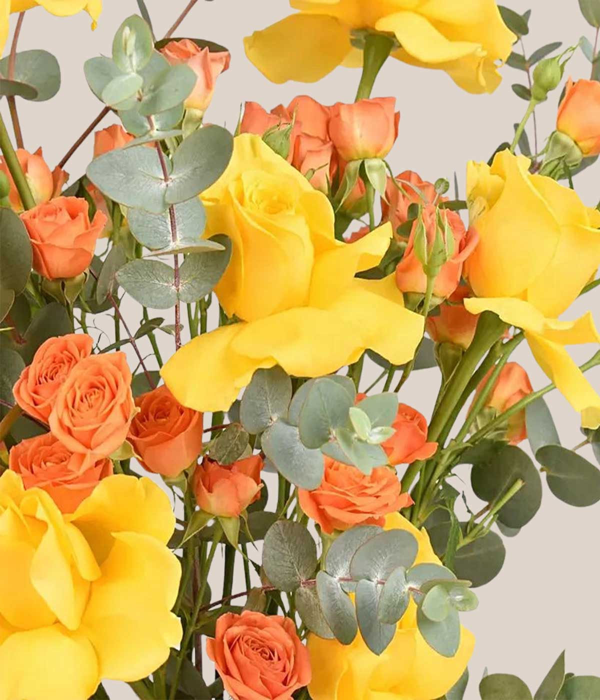 Golden Glow Surprise Orange And Yellow Roses with Heavenly Cake
