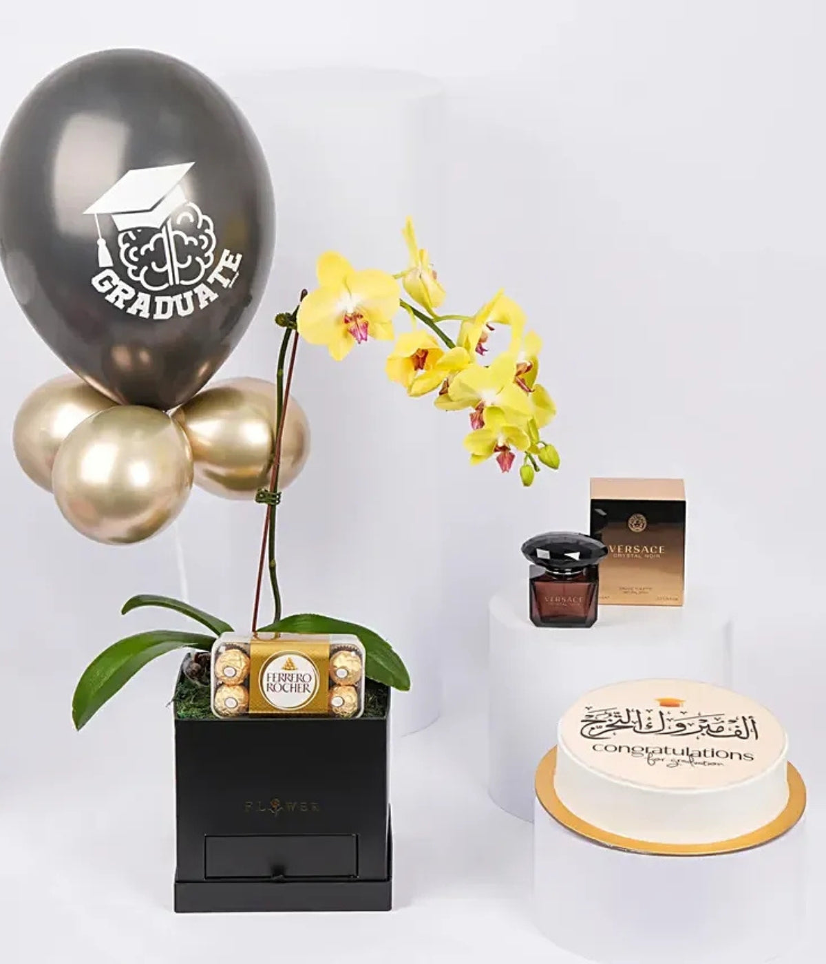 Special Graduation Gift Box | Flowers, Chocolates, Perfume & Cake Set