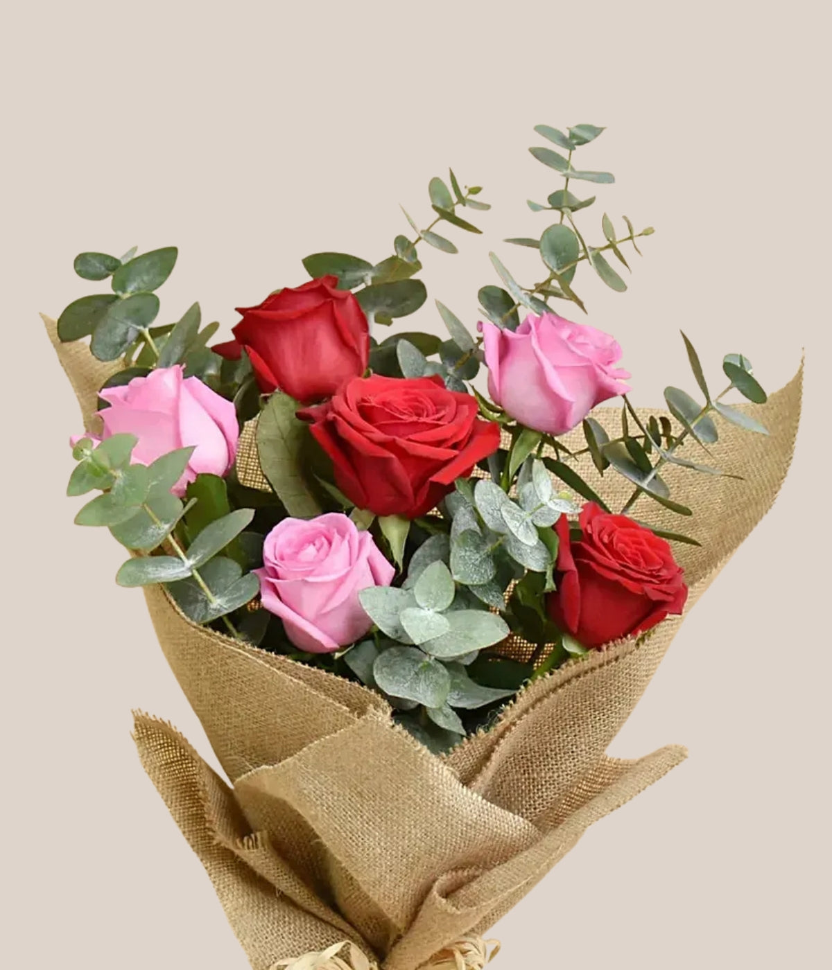 6 Mixed Roses & Cute Teddy Bear Gift