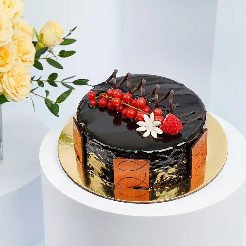 Eggless Truffle Cake with Beautiful Flowers | Celebration Gift Set
