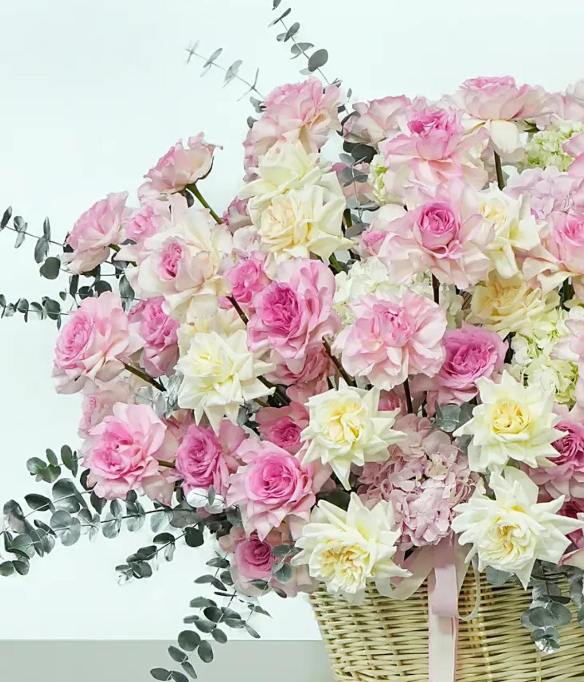 Abundance of Roses and Hydrangeas Basket