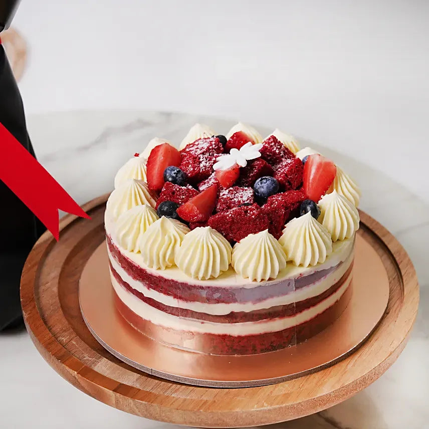 Red Roses with Red Velvet Cake | Perfect Romantic Gift