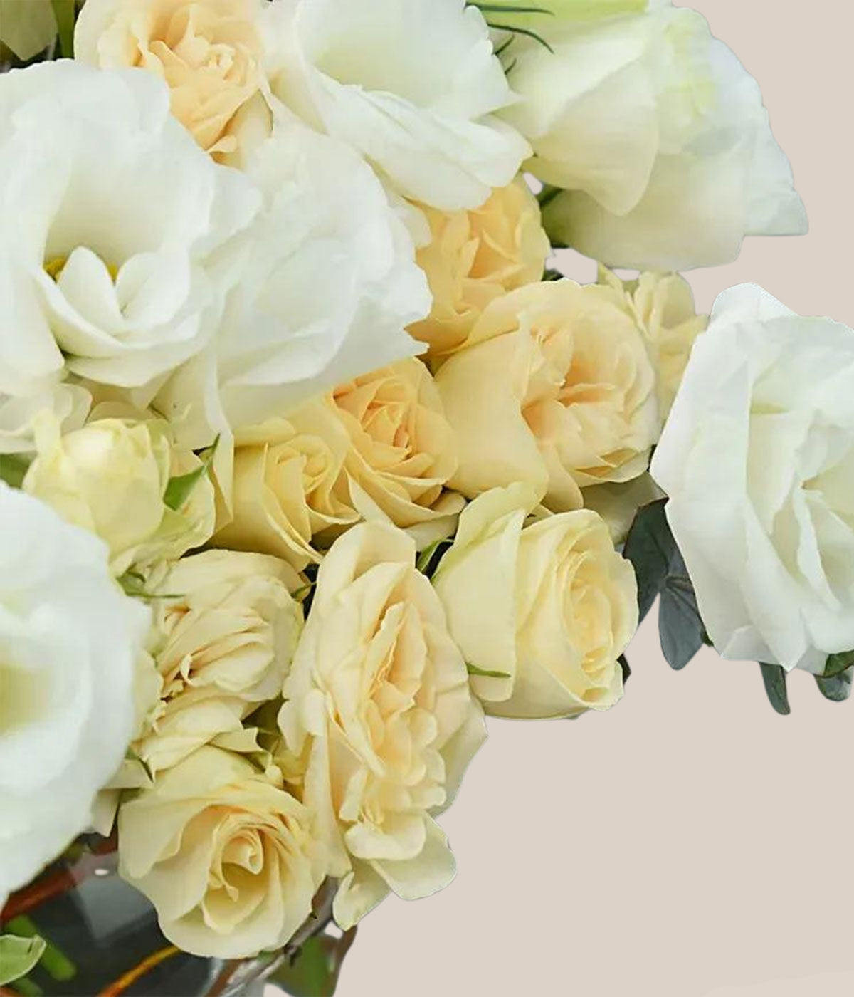 Spray Roses with White Lisianthus in Fish Bowl