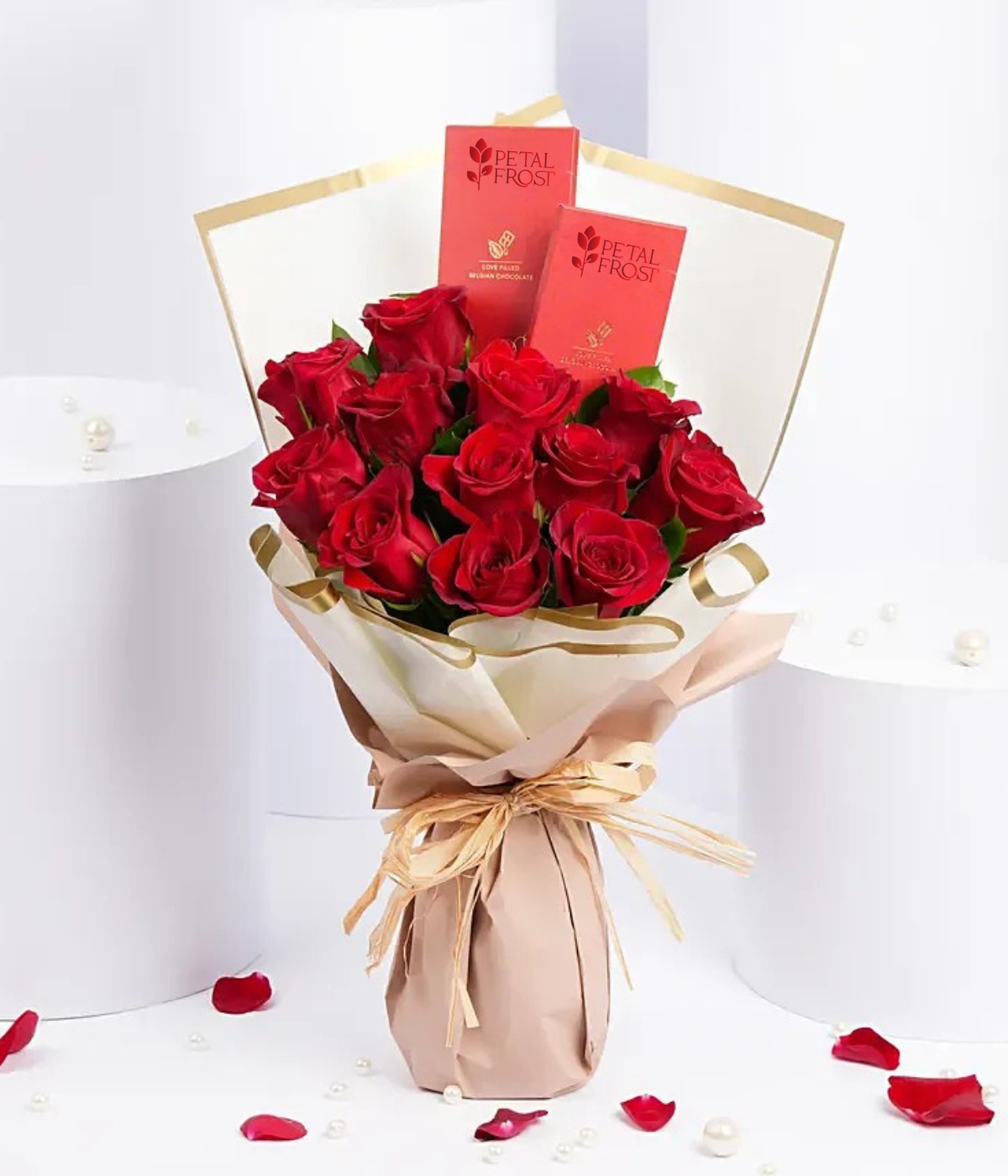 12 Roses and Chocolates Bars Bouquet