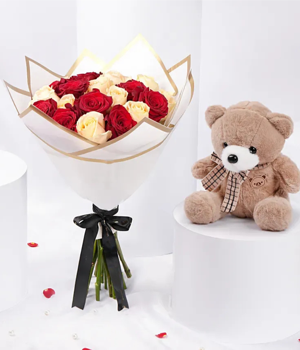 Fresh Roses & Teddy Bear Combo | Valentine’s Day Surprise