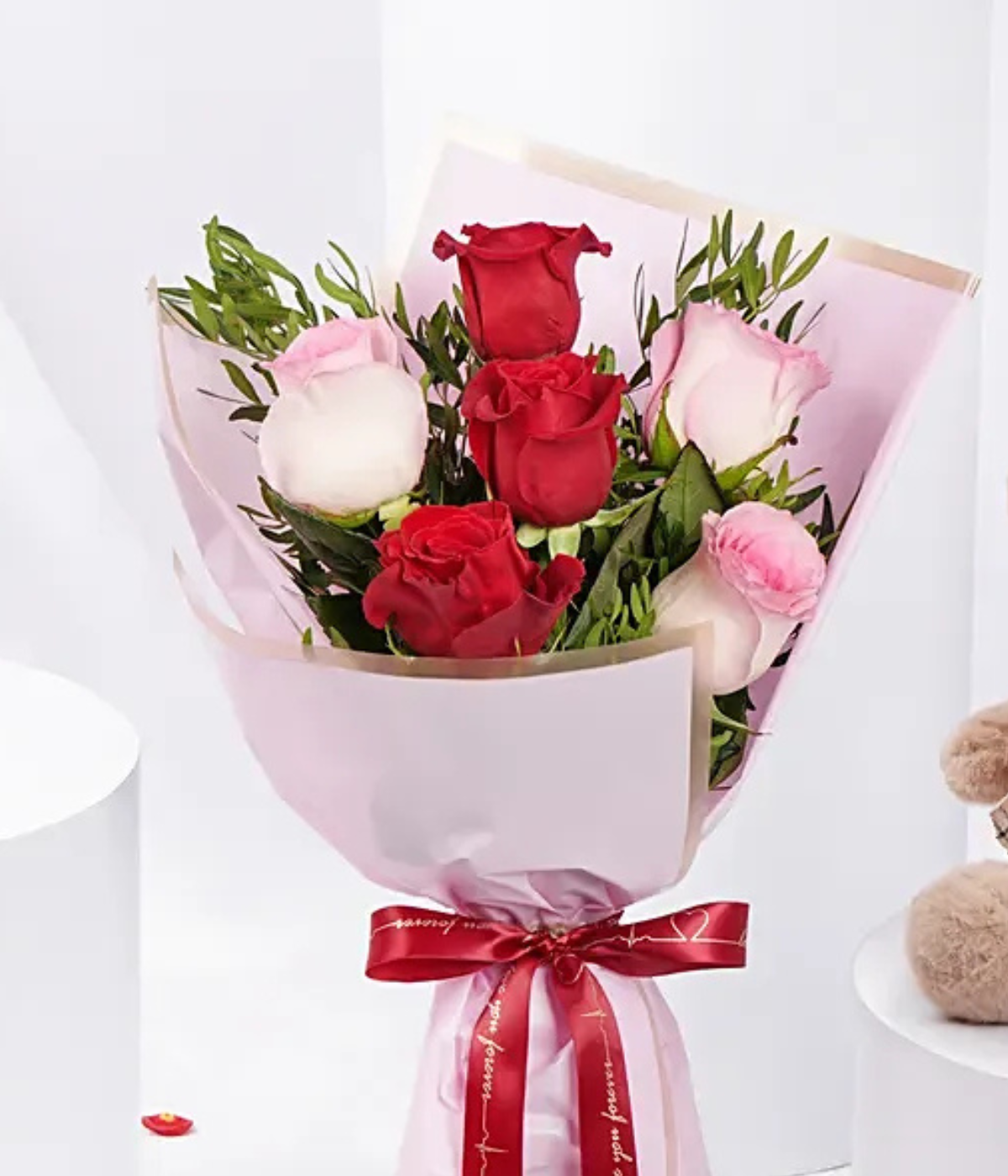 Valentine’s Romantic Roses & Teddy Bear Combo | A Romantic Combo Gift