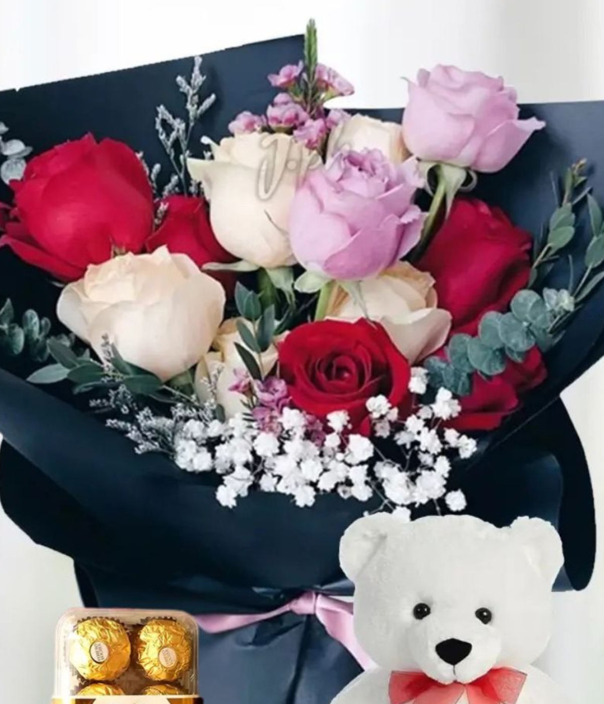 Romantic Radiance Bundle | Roses, Cake & Balloons Gift Set