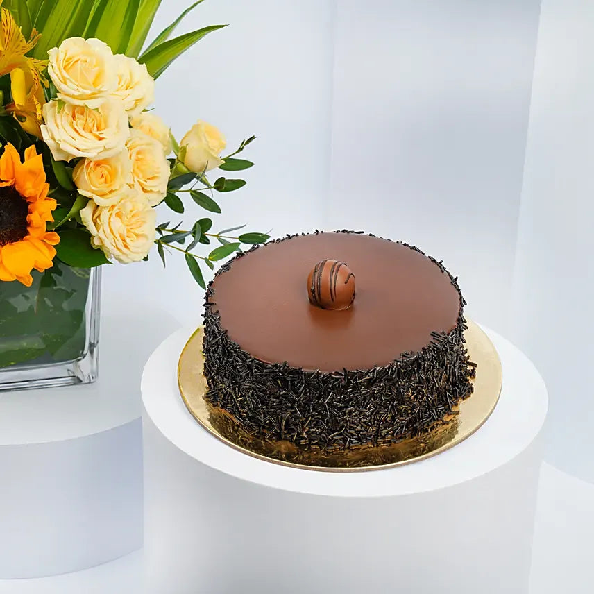Chocolate Birthday Cake with Flowers | Perfect Celebration Gift