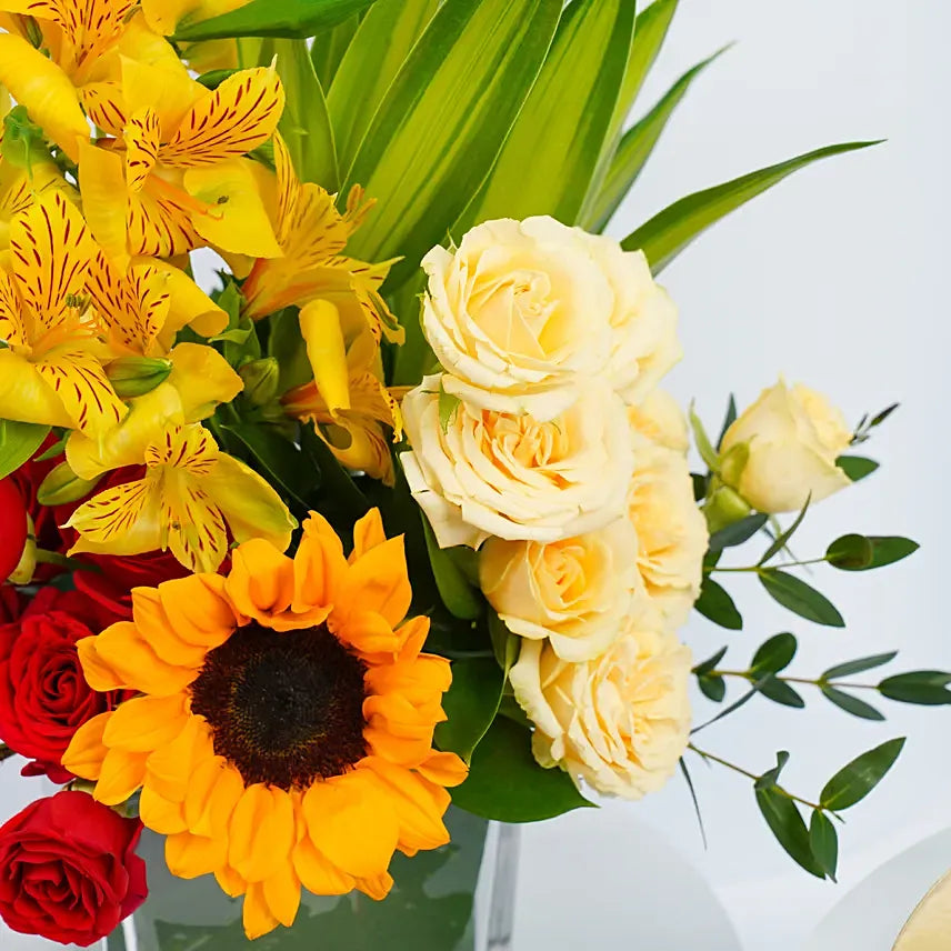 Eggless Truffle Cake with Beautiful Flowers | Celebration Gift Set