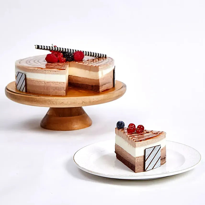 Gorgeous Roses Bouquet with Triple Chocolate Cake | Pink & Red Roses Gift Combo