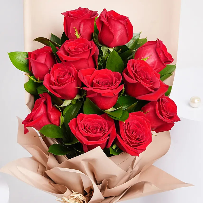Love Expression Valentine Combo | 12 Red Roses & Chocolate Cake Gift