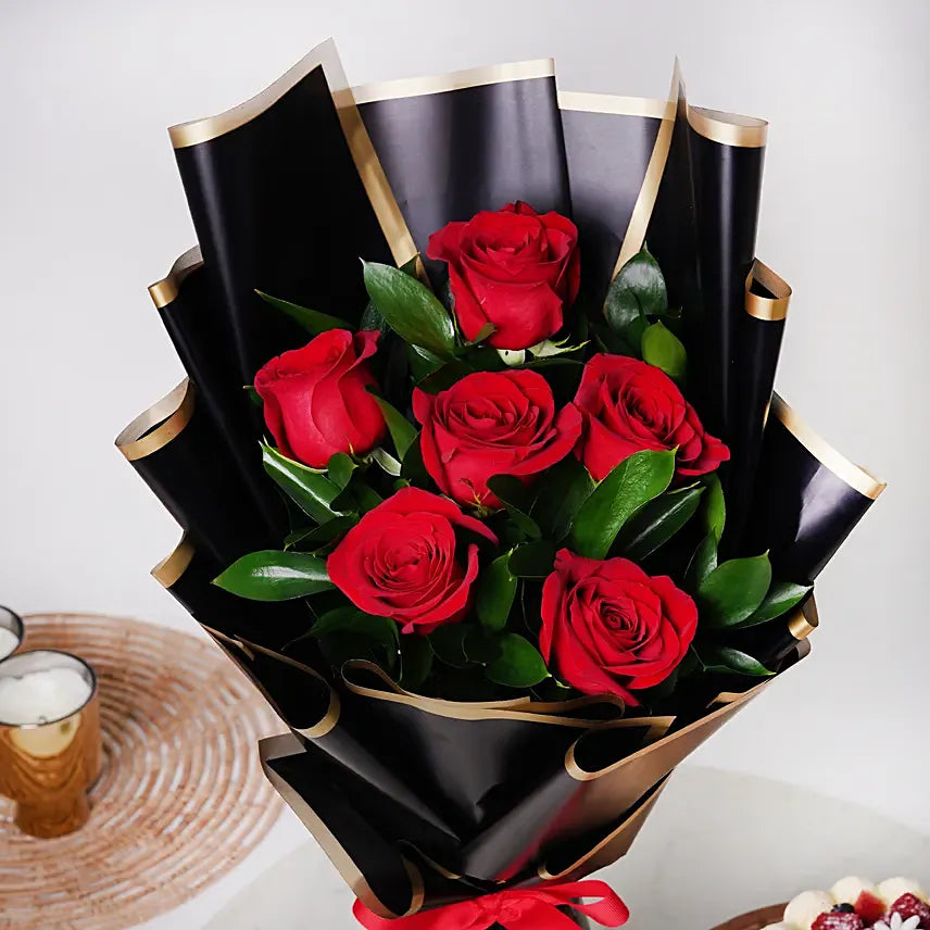 Red Roses with Red Velvet Cake | Perfect Romantic Gift